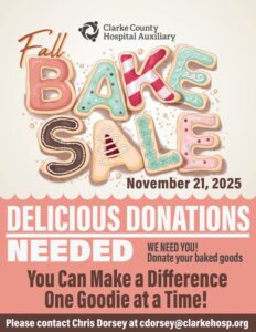 clarke county hospital auxillary bake sale